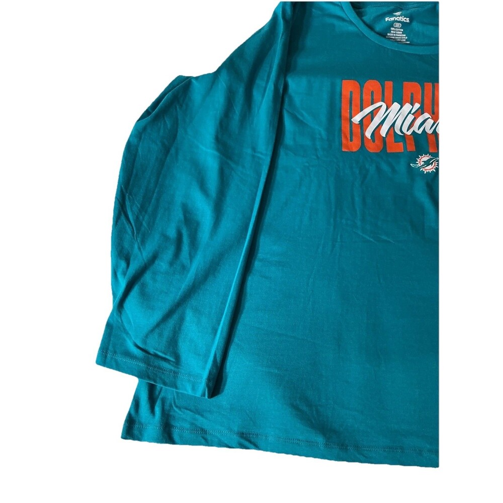 Miami Dolphins Shirt 3X Fanatics NFL Team Apparel Teal Long Sleeve Tee - Picture 8 of 9